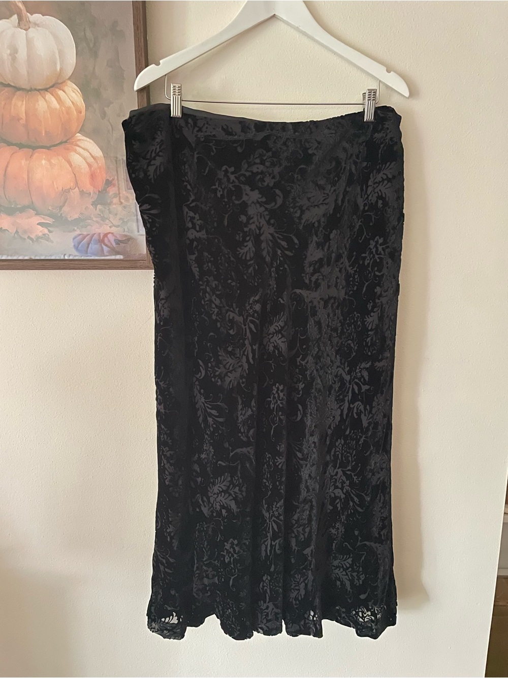 Lauren Ralph Lauren 90s Vintage Burnout Velvet Silk Blend Midi Maxi Skirt 20W
